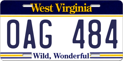 WV license plate OAG484