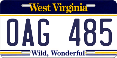 WV license plate OAG485