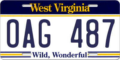 WV license plate OAG487