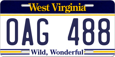 WV license plate OAG488