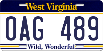 WV license plate OAG489
