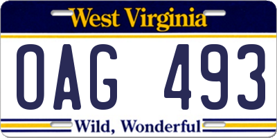 WV license plate OAG493