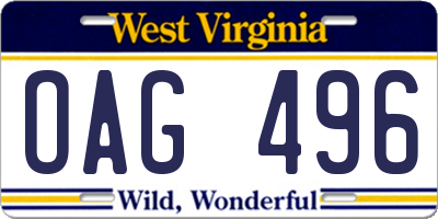WV license plate OAG496