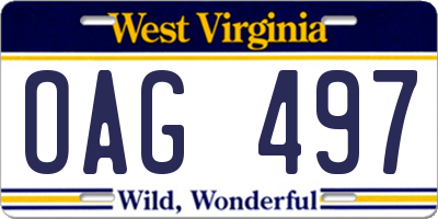 WV license plate OAG497