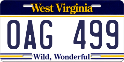 WV license plate OAG499