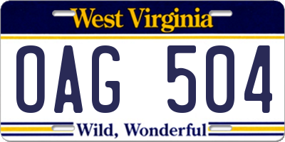 WV license plate OAG504