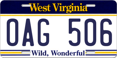 WV license plate OAG506