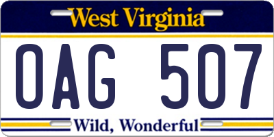 WV license plate OAG507
