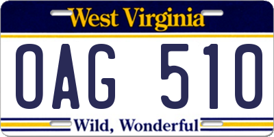 WV license plate OAG510
