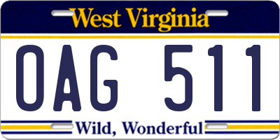 WV license plate OAG511