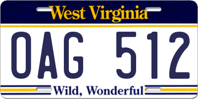 WV license plate OAG512