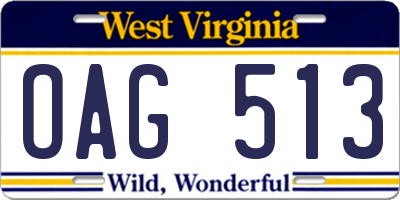 WV license plate OAG513