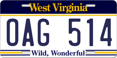 WV license plate OAG514