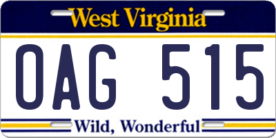 WV license plate OAG515