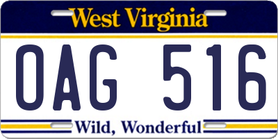 WV license plate OAG516