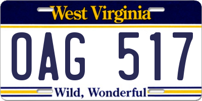 WV license plate OAG517