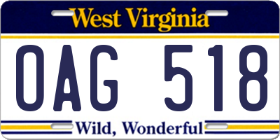 WV license plate OAG518