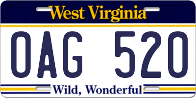 WV license plate OAG520