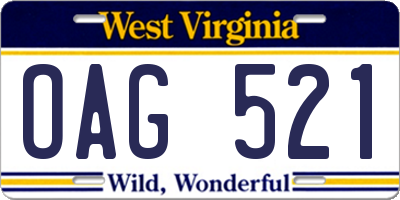 WV license plate OAG521