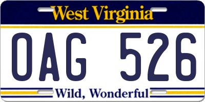 WV license plate OAG526