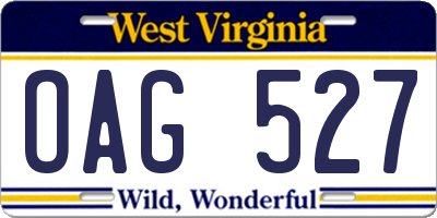 WV license plate OAG527
