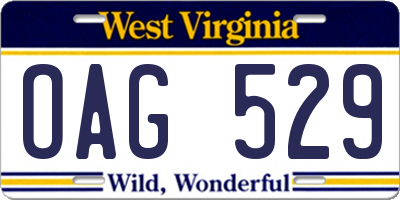 WV license plate OAG529