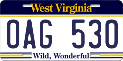 WV license plate OAG530