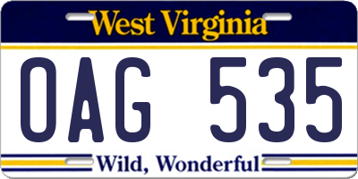 WV license plate OAG535