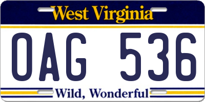 WV license plate OAG536