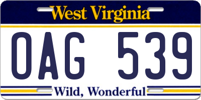 WV license plate OAG539