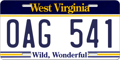 WV license plate OAG541