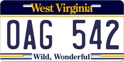 WV license plate OAG542