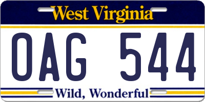 WV license plate OAG544