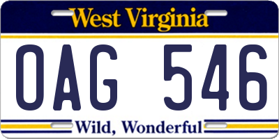 WV license plate OAG546