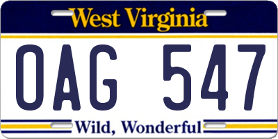 WV license plate OAG547
