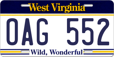 WV license plate OAG552