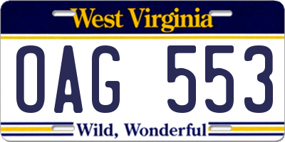 WV license plate OAG553