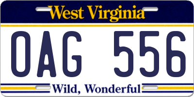 WV license plate OAG556