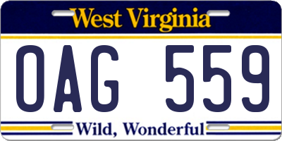 WV license plate OAG559