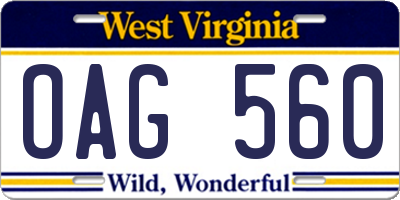 WV license plate OAG560