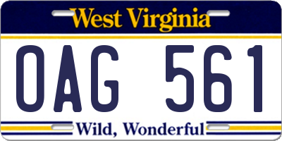 WV license plate OAG561