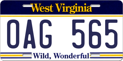 WV license plate OAG565