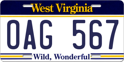 WV license plate OAG567