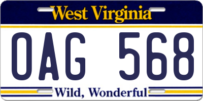 WV license plate OAG568