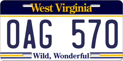 WV license plate OAG570