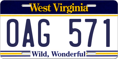 WV license plate OAG571