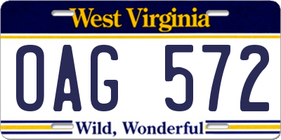 WV license plate OAG572