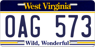 WV license plate OAG573