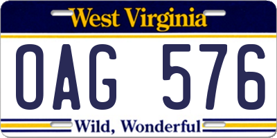 WV license plate OAG576