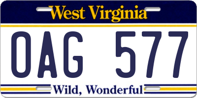 WV license plate OAG577